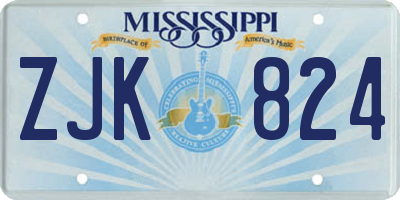MS license plate ZJK824