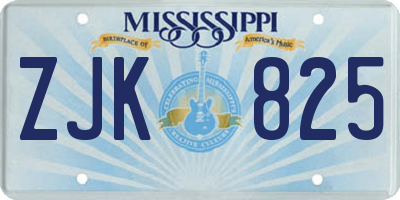 MS license plate ZJK825