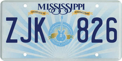 MS license plate ZJK826