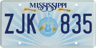 MS license plate ZJK835