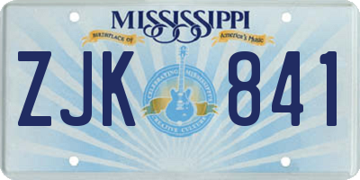 MS license plate ZJK841