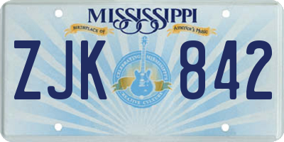 MS license plate ZJK842