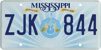 MS license plate ZJK844