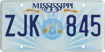 MS license plate ZJK845