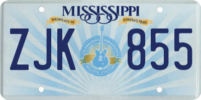 MS license plate ZJK855