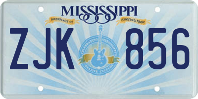 MS license plate ZJK856