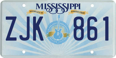 MS license plate ZJK861
