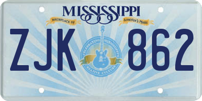 MS license plate ZJK862