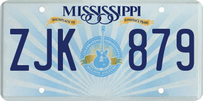 MS license plate ZJK879