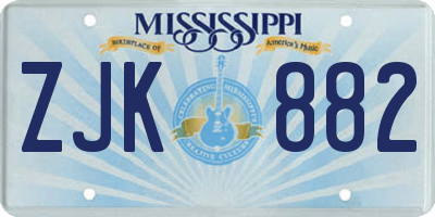 MS license plate ZJK882