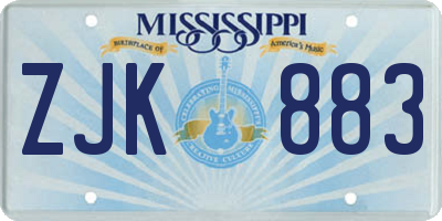 MS license plate ZJK883