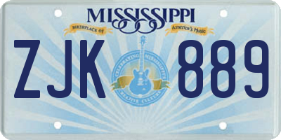 MS license plate ZJK889