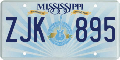 MS license plate ZJK895