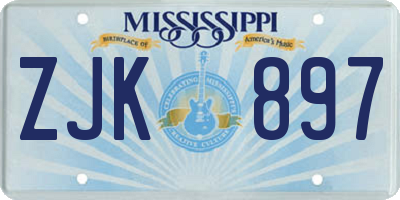 MS license plate ZJK897
