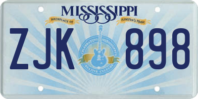 MS license plate ZJK898