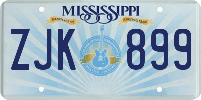 MS license plate ZJK899