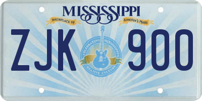 MS license plate ZJK900