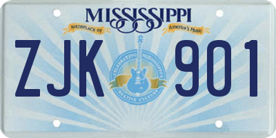 MS license plate ZJK901
