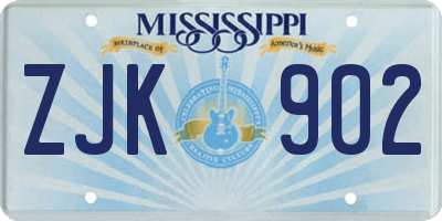 MS license plate ZJK902