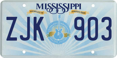 MS license plate ZJK903
