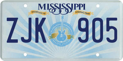 MS license plate ZJK905