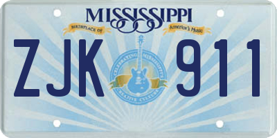MS license plate ZJK911