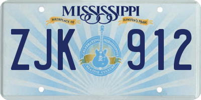 MS license plate ZJK912