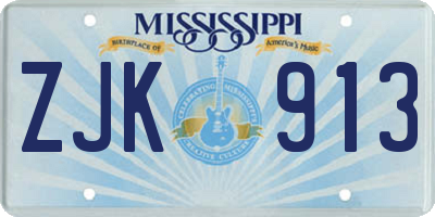 MS license plate ZJK913
