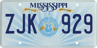 MS license plate ZJK929
