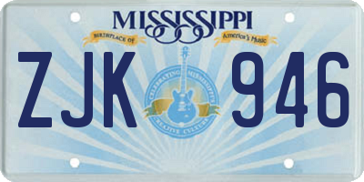 MS license plate ZJK946