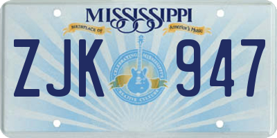 MS license plate ZJK947