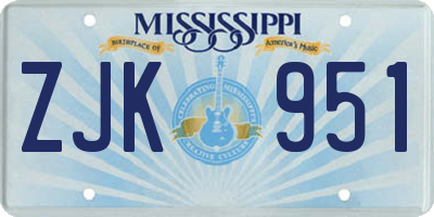 MS license plate ZJK951