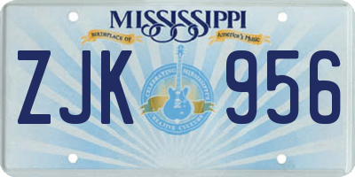 MS license plate ZJK956