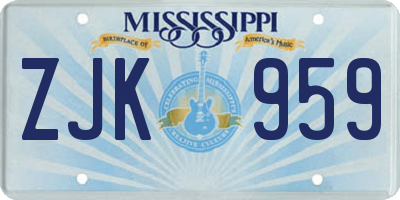 MS license plate ZJK959