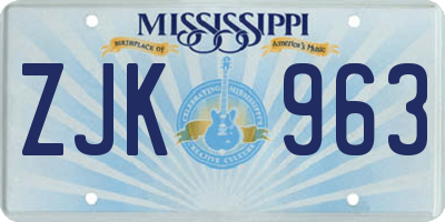 MS license plate ZJK963