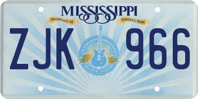 MS license plate ZJK966