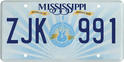 MS license plate ZJK991