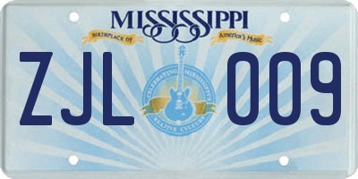 MS license plate ZJL009