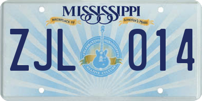 MS license plate ZJL014
