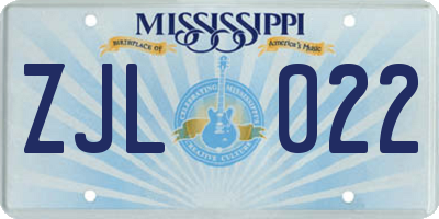 MS license plate ZJL022