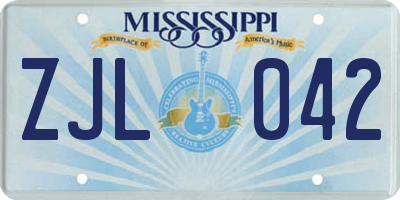 MS license plate ZJL042