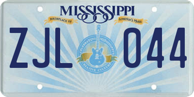 MS license plate ZJL044