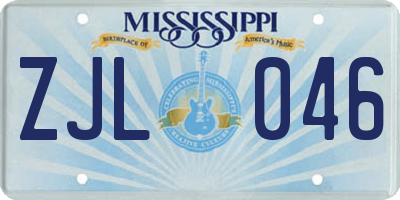 MS license plate ZJL046