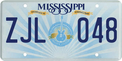 MS license plate ZJL048
