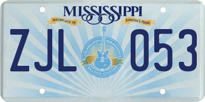 MS license plate ZJL053