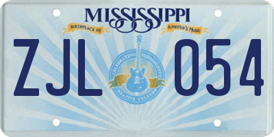 MS license plate ZJL054
