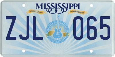 MS license plate ZJL065