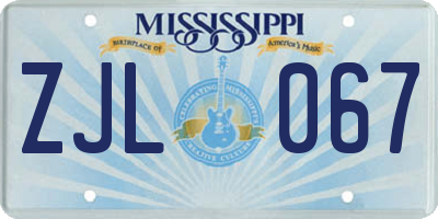 MS license plate ZJL067