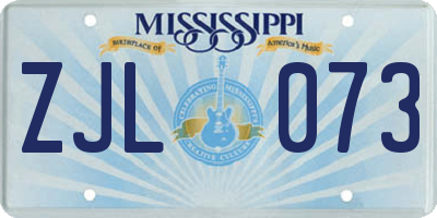 MS license plate ZJL073