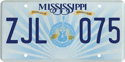 MS license plate ZJL075